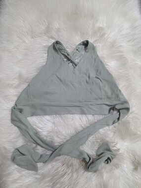 ILLA ILLA Ribbed Sage Green Wrap Crop Top